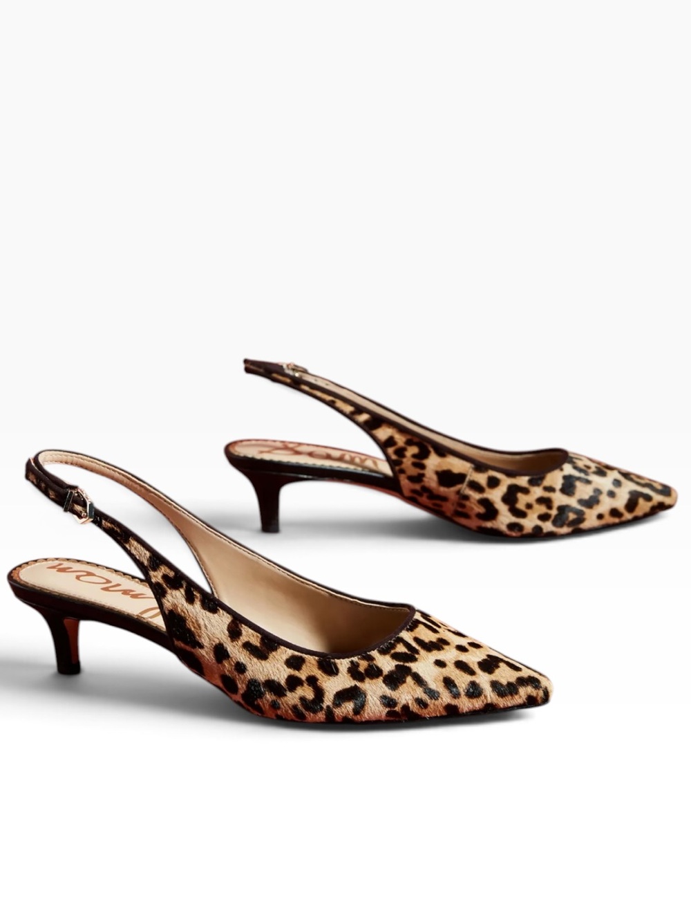 Sam Eldeman Leopard Print Slingback Kitten Heels - Neutral Leopard Size 7